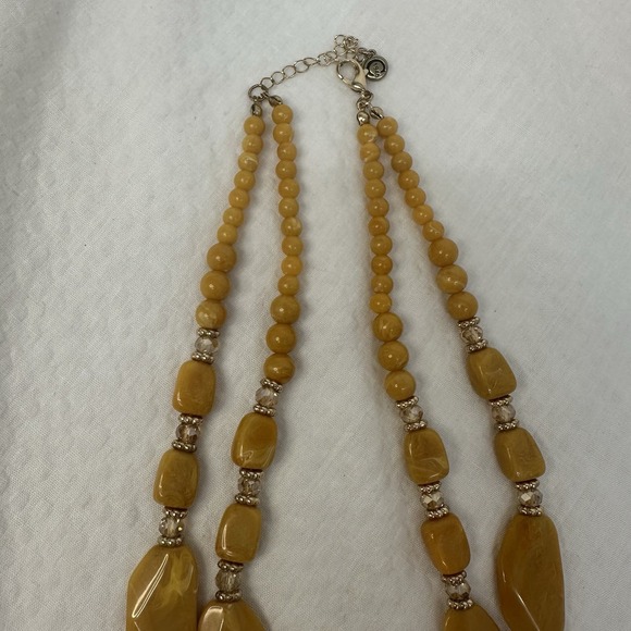 Cato 1946 Stone Style Beaded Multistrand Necklace Chunky Layered Mustard Yellow - Picture 6 of 10